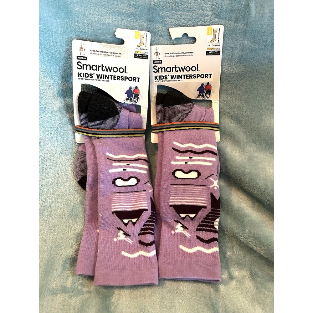 Smartwool Kids' Large Wintersport Lot of 2 Over The Calf Ultra Violet Socks(SC2)
